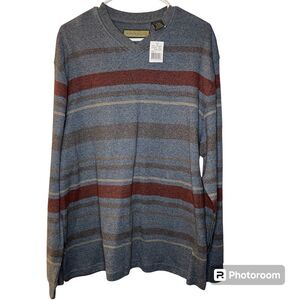 Naturalife Men's 100% Cotton Long Sleeve V Neck Pullover Sweater L NWT Blue